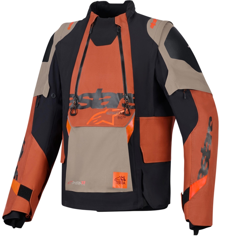 Alpinestars Halo PRO Drystar XF motociklistička jakna svijetlosmeđa-tamnonarančasta-crna