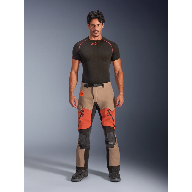 Alpinestars Halo PRO Drystar XF motociklističke hlače svijetlosmeđe-tamnonarančaste-crne