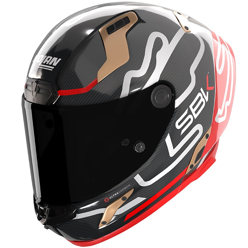 Nolan X-804 RS Ultra Carbon SBK kaciga za motocikle s punim licem, sjajna crno-crveno-zlatna