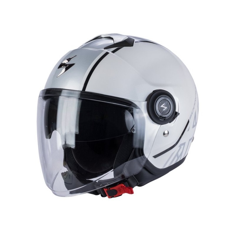 Otvorena motoristička kaciga Scorpion EXO-CITY Avenue bijelo-srebrna