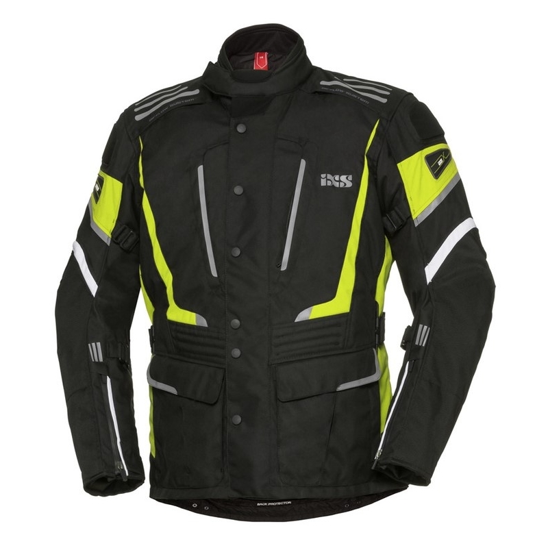 Ženska motoristička jakna iXS Powells crno-bijela-fluo žuta