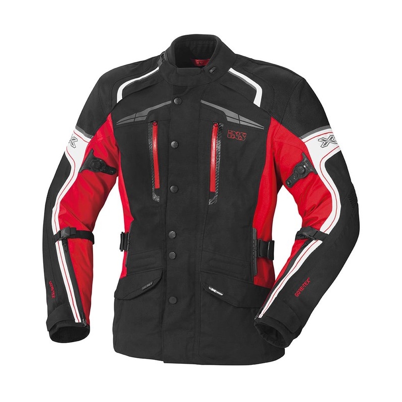 Ženska motoristička jakna iXS Montgomery crno-bijelo-crvena
