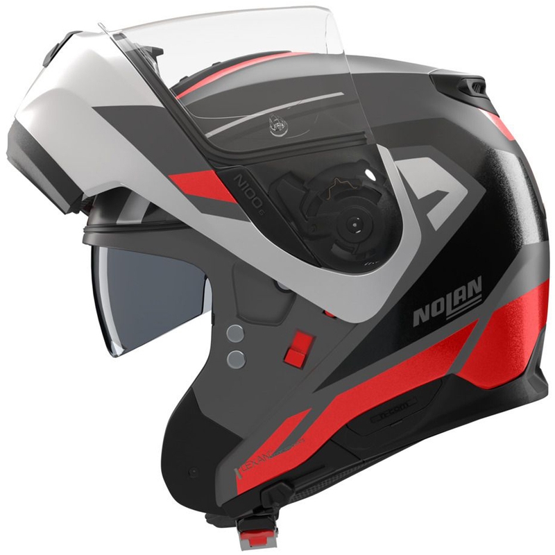 Preklopna motociklistička kaciga Nolan N100-6 Cinetico N-COM 361 mat sivo-bijelo-crvena