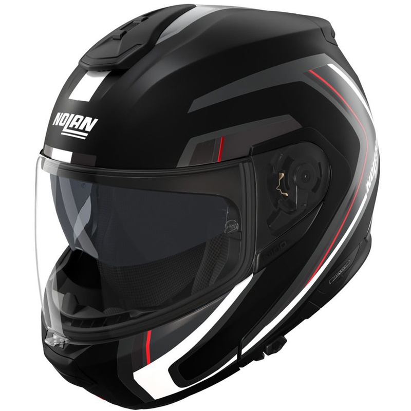 Motociklistička kaciga na preklop Nolan N100-6 Radiante N-com 357 crno-srebrno-crvena