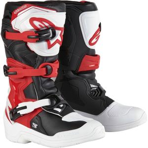 Dječje motociklističke čizme Alpinestars Tech 3S Youth bijelo-crno-crvene