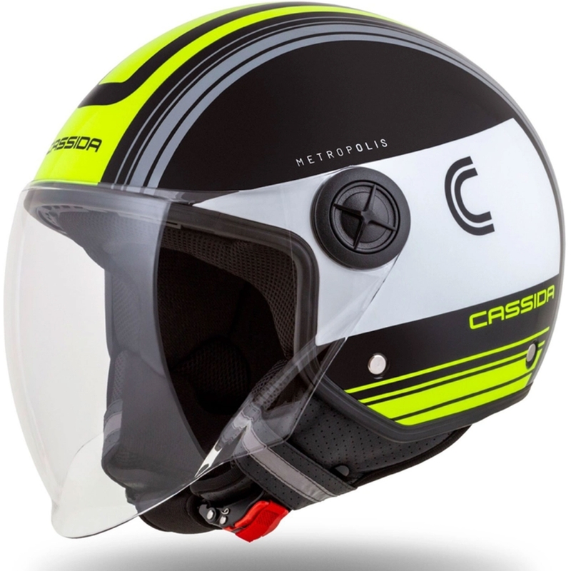 Cassida Handy Metropolis otvorena motociklistička kaciga crno-bijela-fluo žuto-siva