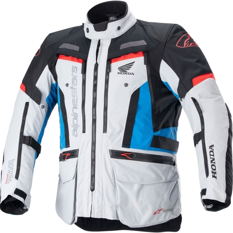 Alpinestars Bogota PRO Drystar Honda motociklistička jakna svijetlosiva-fluo crvena-plavo-crna