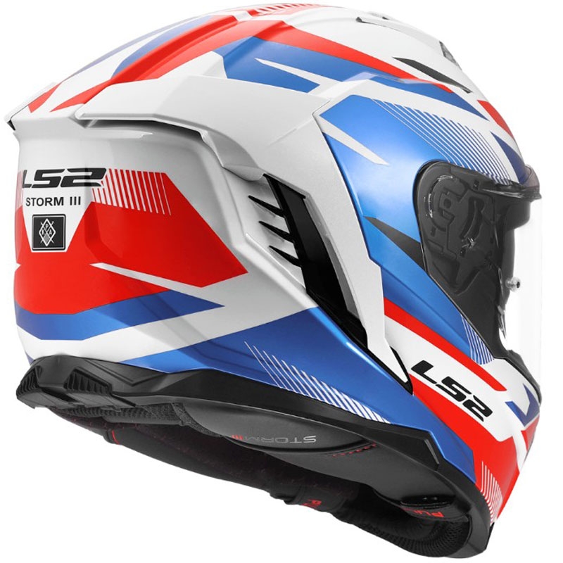 Integralna motociklistička kaciga LS2 FF818 Storm III Komai sjajna bijelo-plavo-crvena