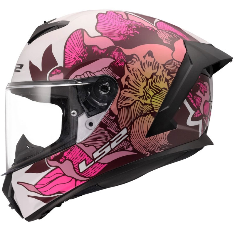Integralna motociklistička kaciga LS2 FF820 Rapid III Poppies II sjajna bijelo-roza