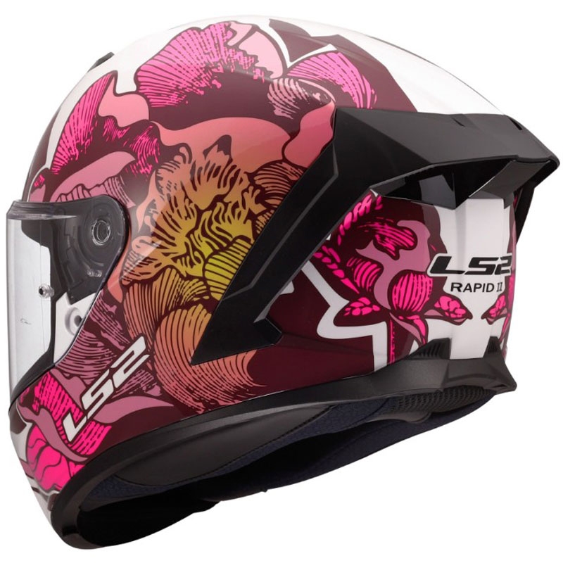 Integralna motociklistička kaciga LS2 FF820 Rapid III Poppies II sjajna bijelo-roza