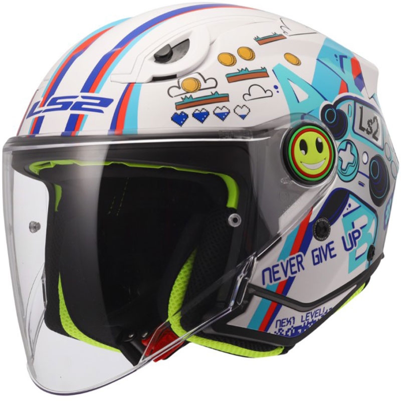 Dječja otvorena motociklistička kaciga LS2 OF622 Funny II Next Lever sjajno bijela