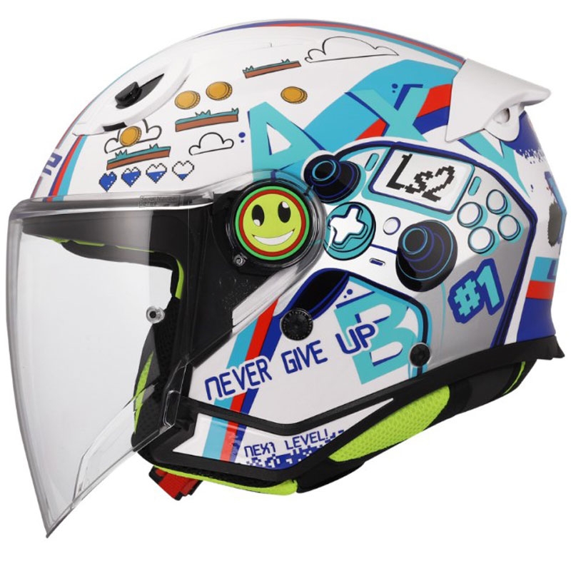 Dječja otvorena motociklistička kaciga LS2 OF622 Funny II Next Lever sjajno bijela