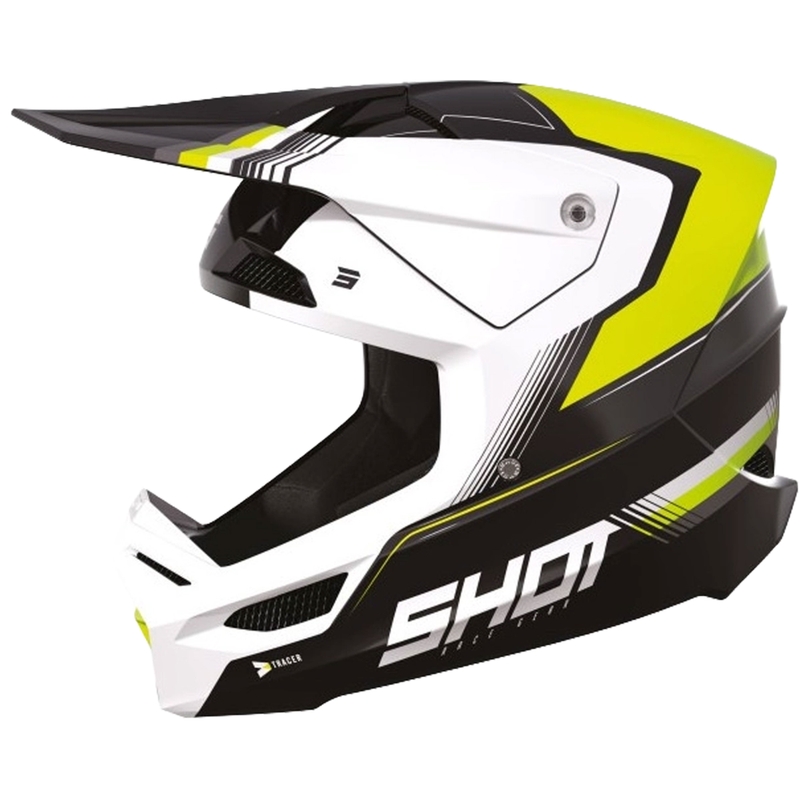Dječja kaciga za motocross Shot Race Tracer bijela-crna-fluo žuta rasprodaja