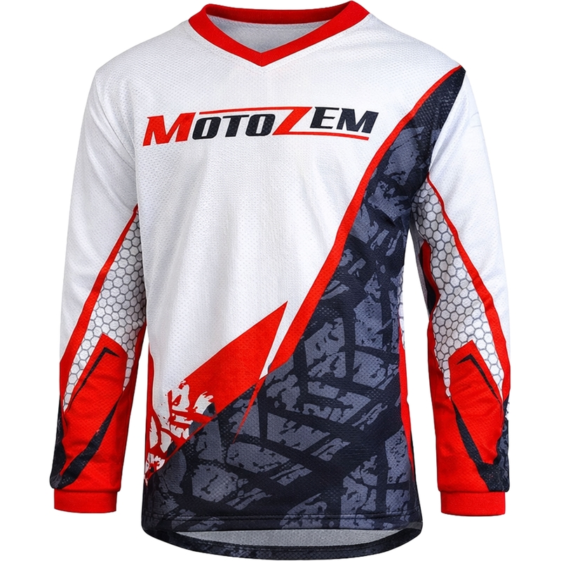 Dječji motokros dres MotoZem Ground MX bijelo-crno-crveni