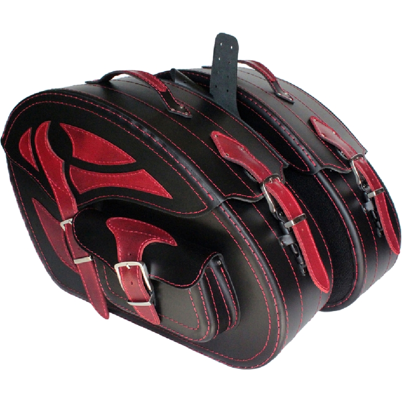 Kožne motociklističke torbe RSA S261A crno-crvene