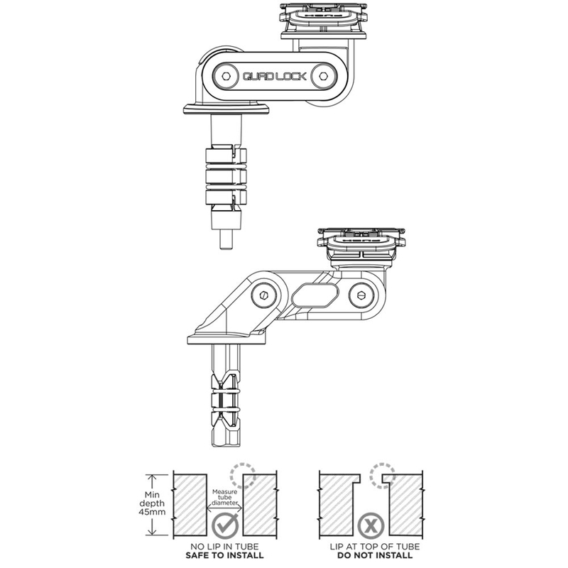 Quad Lock® nosač volana crni