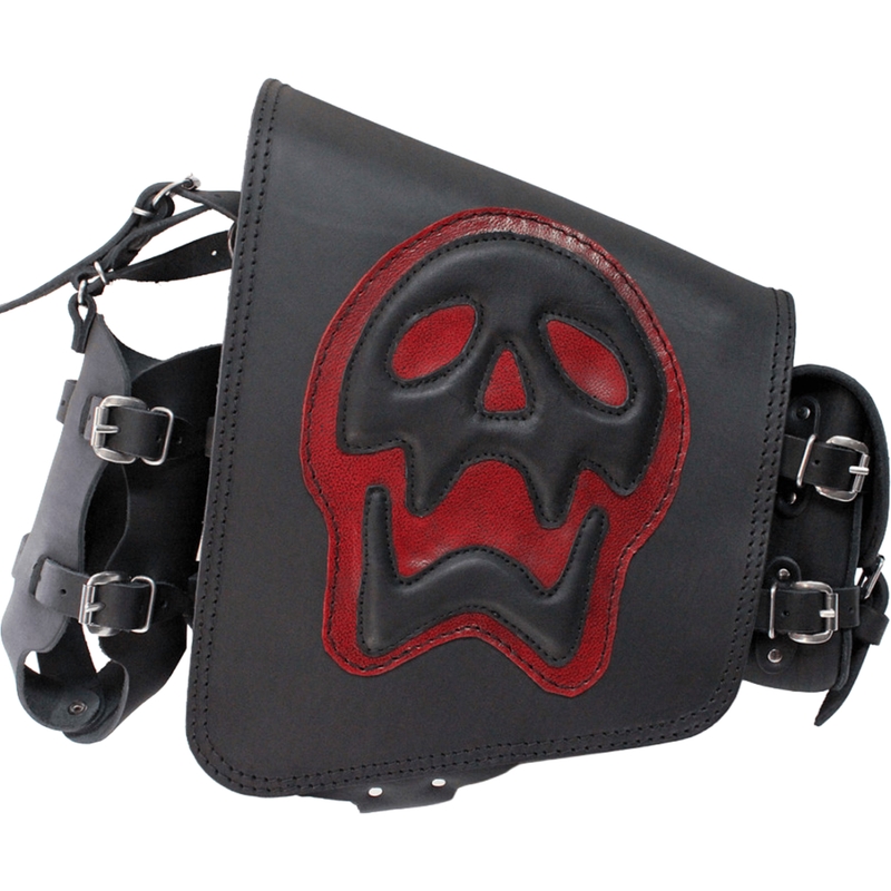 Kožna torba za motocikl RSA S493 Skull HD Softail crno-crvena