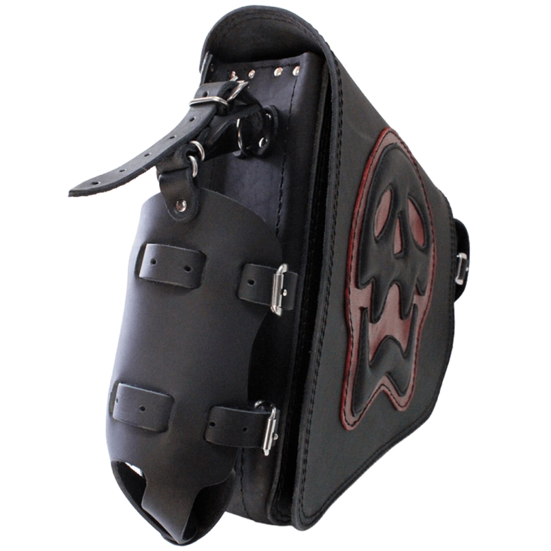 Kožna torba za motocikl RSA S493 Skull HD Softail crno-crvena