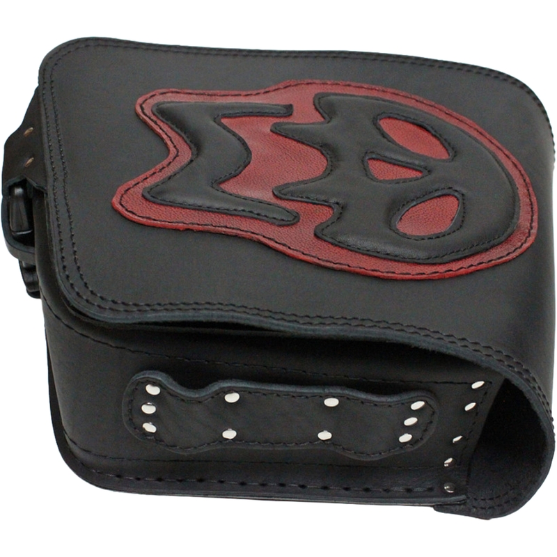 Kožna torba za motocikl RSA S493 Skull HD Softail crno-crvena