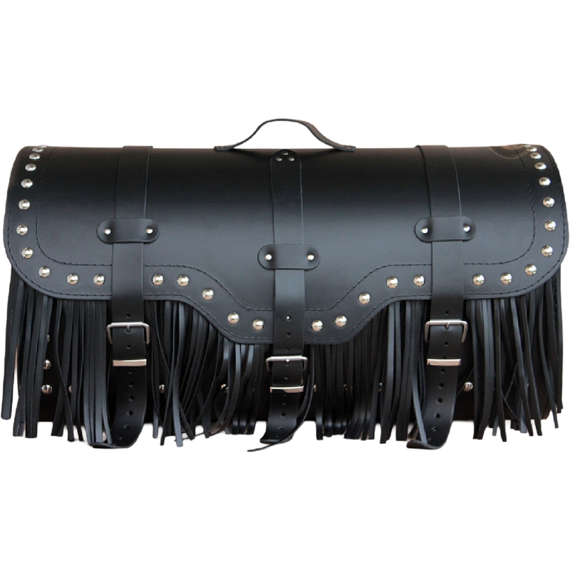 Kožna torba za motocikl s bravom, zakovicama i resama RSA K165 crna