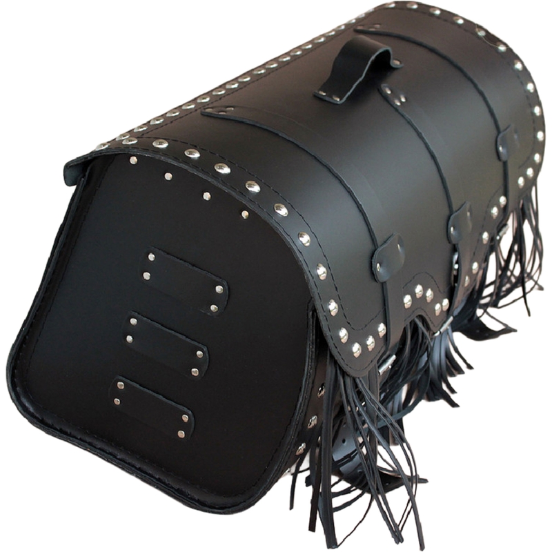 Kožna torba za motocikl s bravom, zakovicama i resama RSA K165 crna