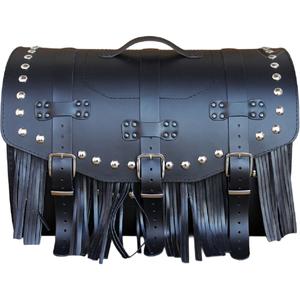 Kožna torba za motocikl s bravom, zakovicama i resama RSA K451 crna