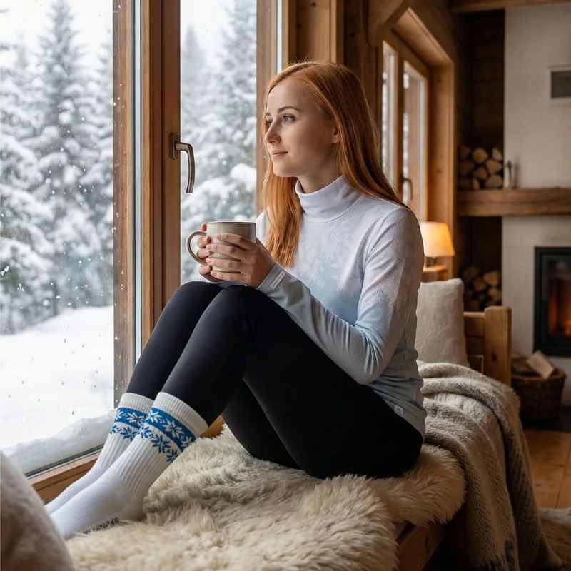 Ženska termo majica nanosilver® Frozen plavo-bijela II