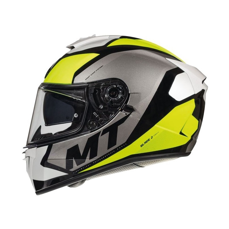 Integralna motoristička kaciga MT Blade 2 SV Trick bijelo-siva-fluo žuta rasprodaja
