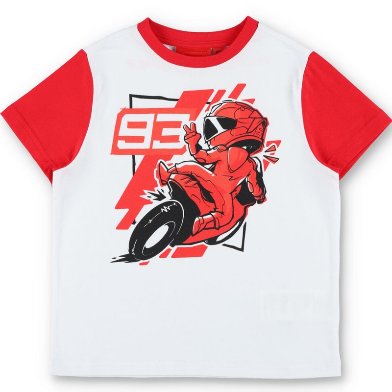 Dječja biciklistička majica s grafikom Ducati Marc Marquez, bijela