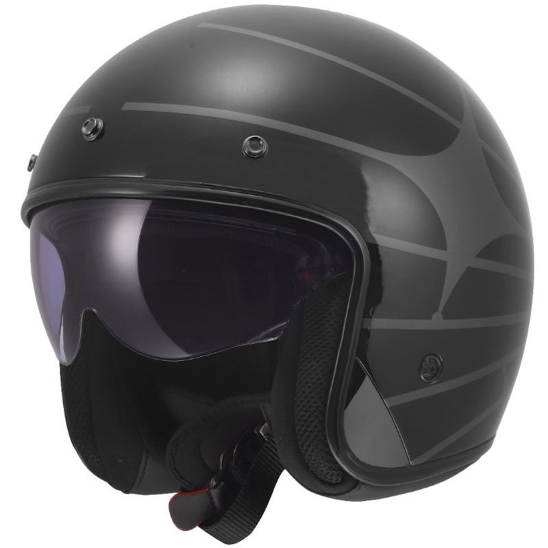 Otvorena motociklistička kaciga LS2 OF601 Bob II Cosmic sjajna crno-siva
