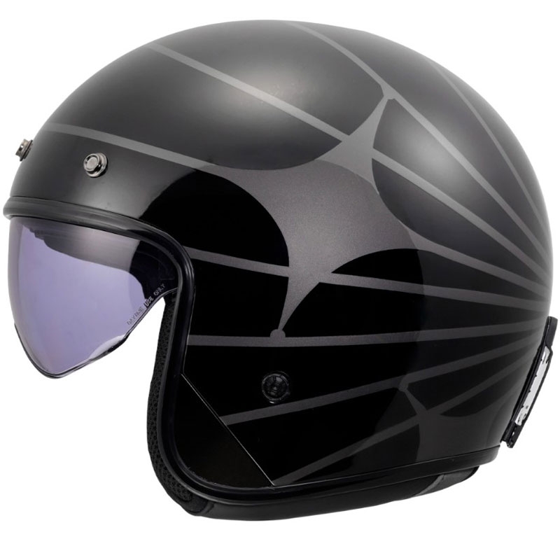 Otvorena motociklistička kaciga LS2 OF601 Bob II Cosmic sjajna crno-siva