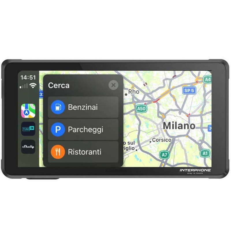 Zrcalni zaslon za motociklistički telefon sa zaštitnim staklom Interphone RideSync crni