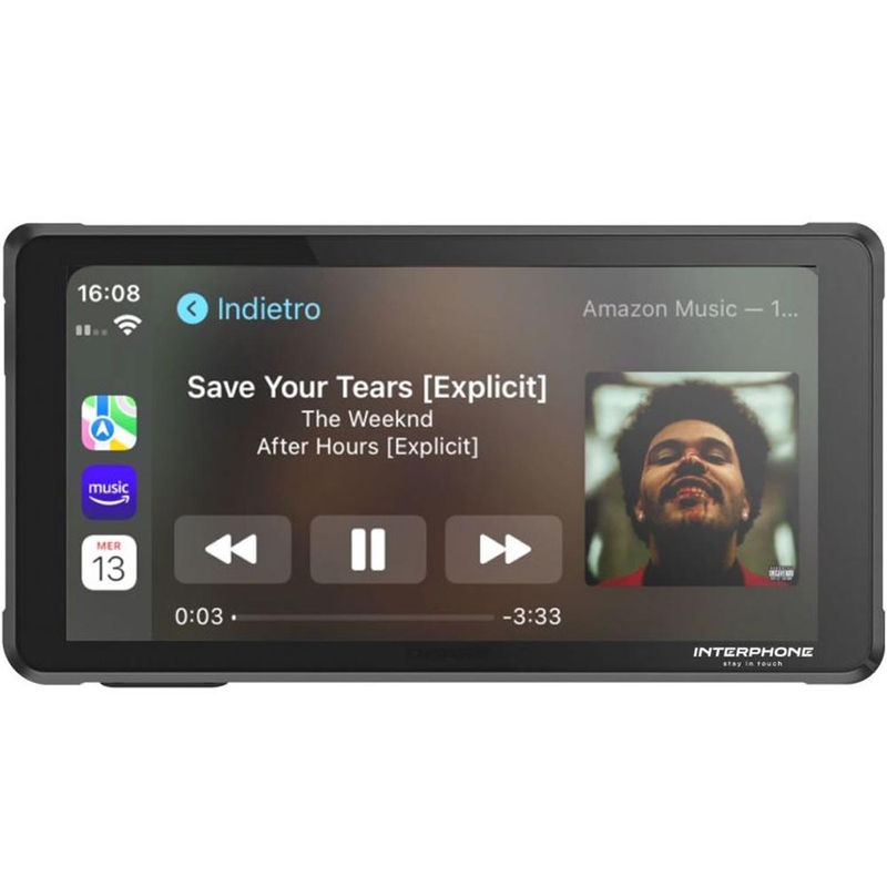 Zrcalni zaslon za motociklistički telefon sa zaštitnim staklom Interphone RideSync crni