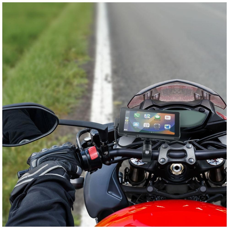 Zrcalni zaslon za motociklistički telefon sa zaštitnim staklom Interphone RideSync crni