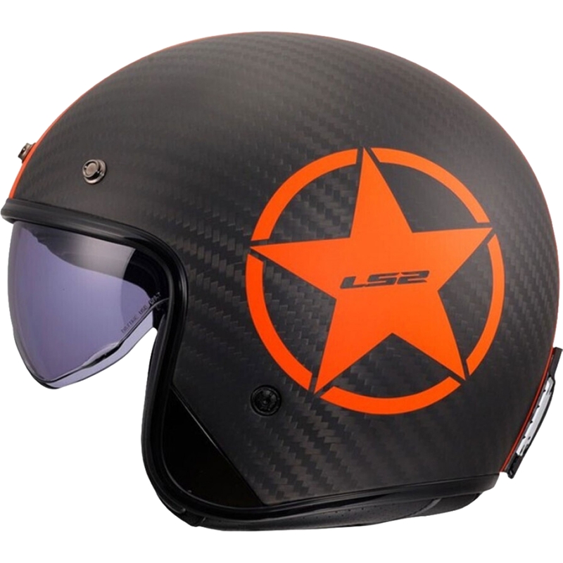Otvorena motociklistička kaciga LS2 OF601 Bob II Carbon Star mat narančasta