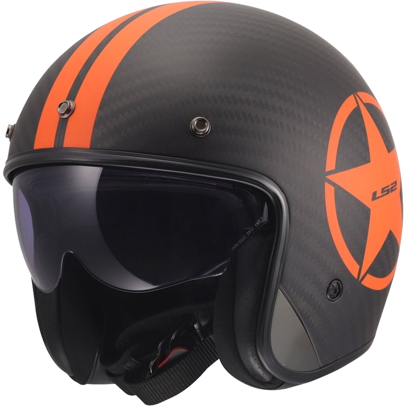 Otvorena motociklistička kaciga LS2 OF601 Bob II Carbon Star mat narančasta