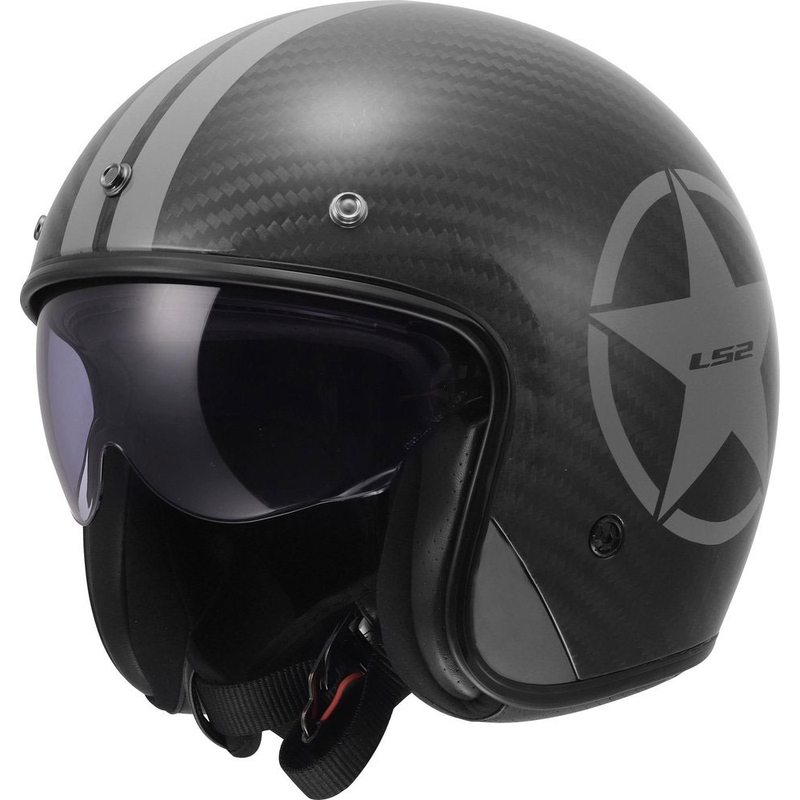 Otvorena motociklistička kaciga LS2 OF601 Bob II Carbon Star sjajno siva