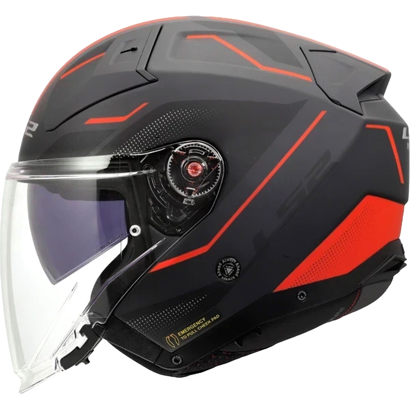 Otvorena motociklistička kaciga LS2 OF603 Infinity II Veyron mat crno-sivo-crvena