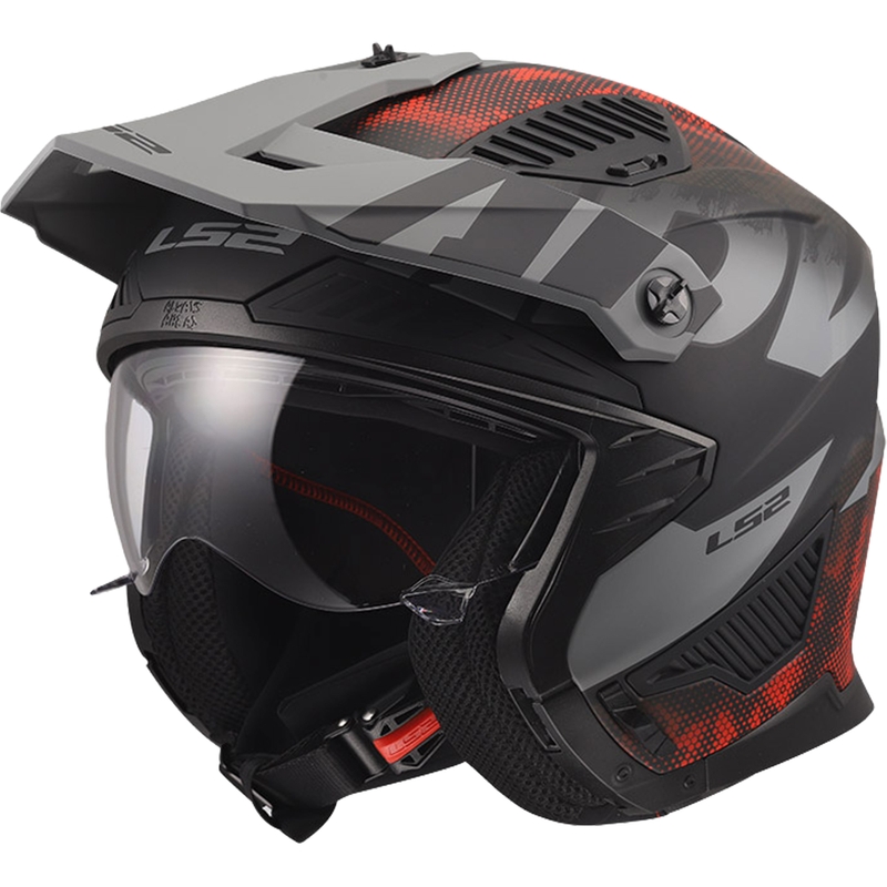 Kaciga za trial motocikl LS2 OF606 Drifter Gas mat sivo-crvena