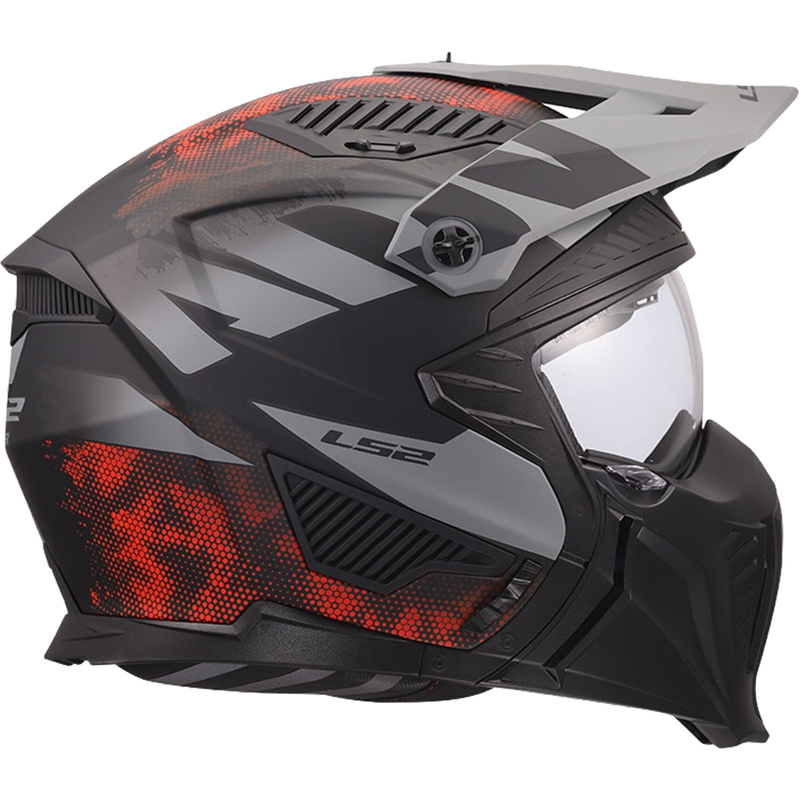 Kaciga za trial motocikl LS2 OF606 Drifter Gas mat sivo-crvena