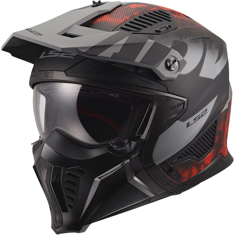 Kaciga za trial motocikl LS2 OF606 Drifter Gas mat sivo-crvena