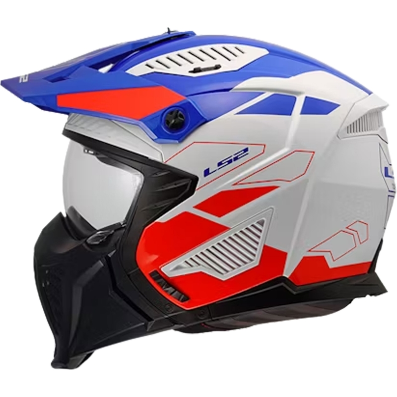 Kaciga za trial motocikl LS2 OF606 Drifter Gas sjajna bijelo-plavo-crvena