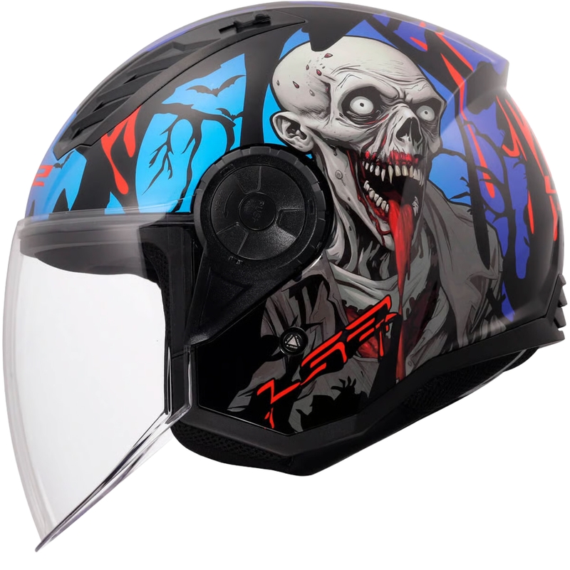 Otvorena motociklistička kaciga LS2 OF616 Airflow II Zombie sjajna crno-crveno-plava