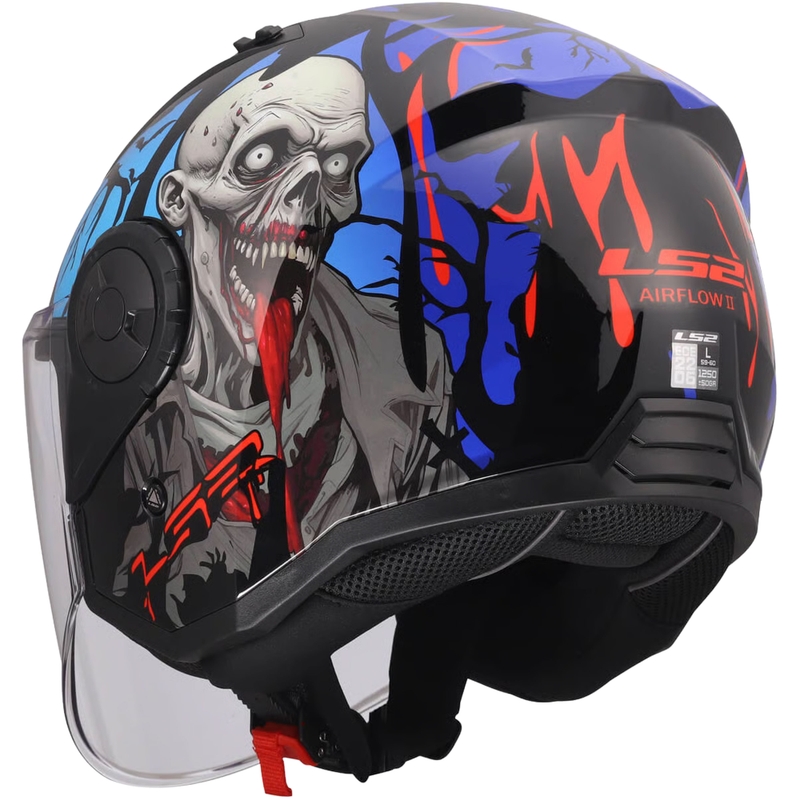 Otvorena motociklistička kaciga LS2 OF616 Airflow II Zombie sjajna crno-crveno-plava