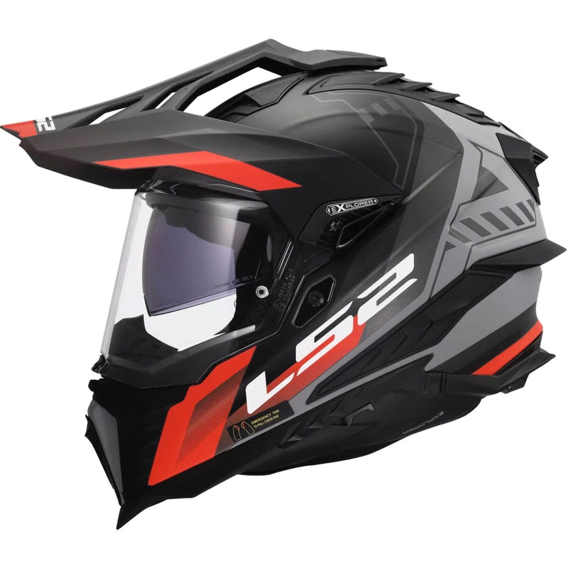 Enduro kaciga LS2 MX701 Explorer Hexa mat crno-crveno-siva