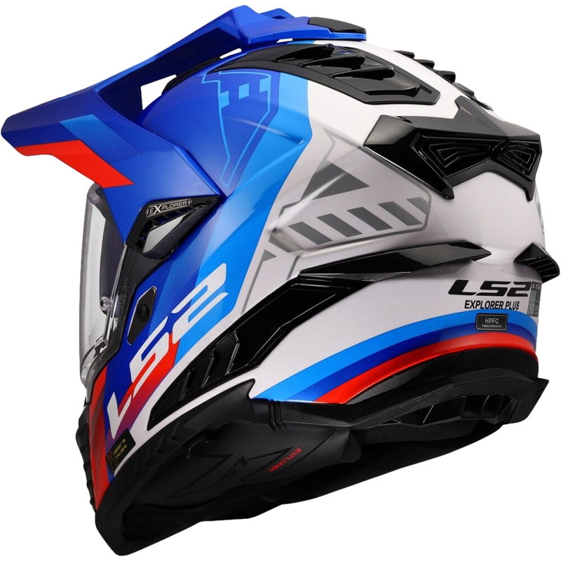 Enduro kaciga LS2 MX701 Explorer Hexa sjajna bijelo-plavo-crvena