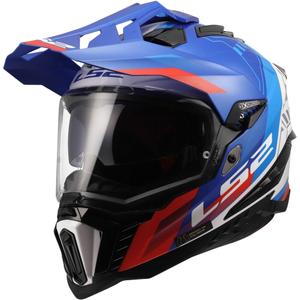 Enduro kaciga LS2 MX701 Explorer Hexa sjajna bijelo-plavo-crvena