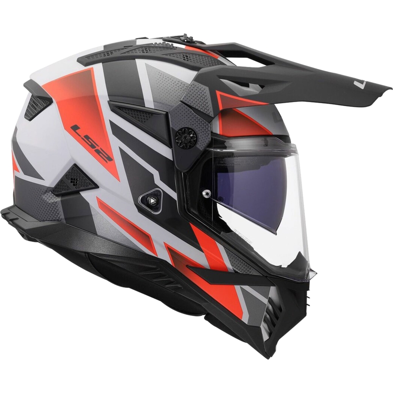 Enduro motociklistička kaciga LS2 MX702 Pioneer II Block mat sivo-crvena