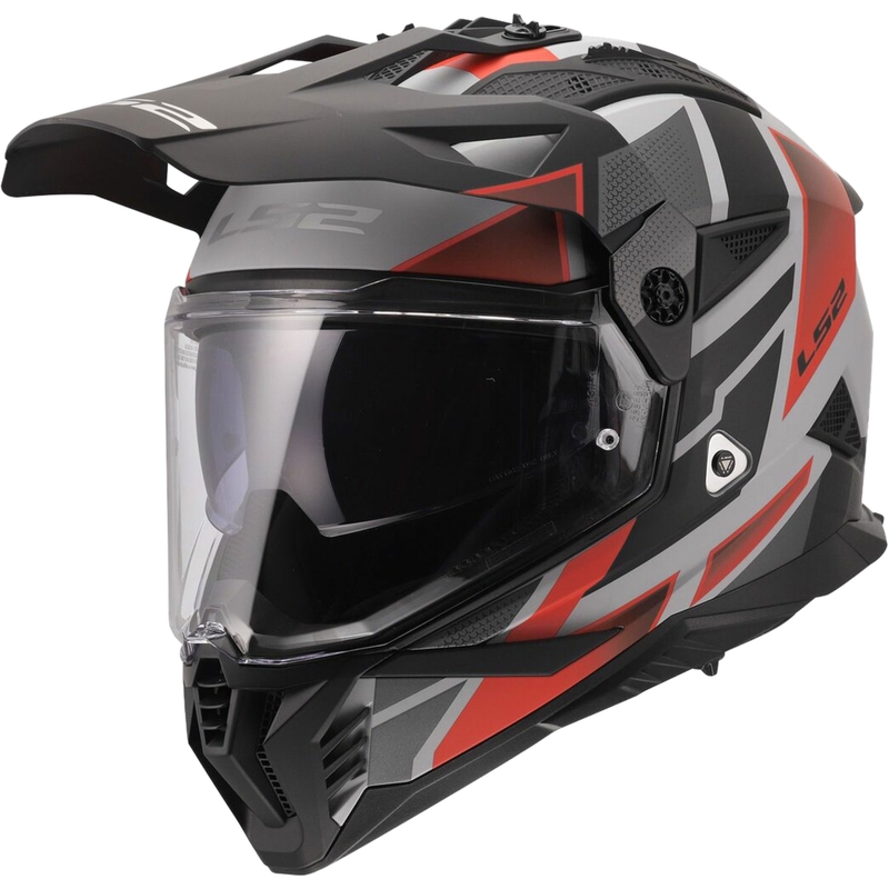 Enduro motociklistička kaciga LS2 MX702 Pioneer II Block mat sivo-crvena