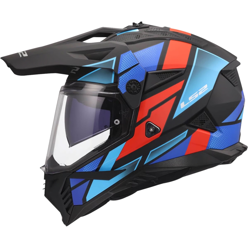 Enduro motociklistička kaciga LS2 MX702 Pioneer II Block mat crno-crveno-plava